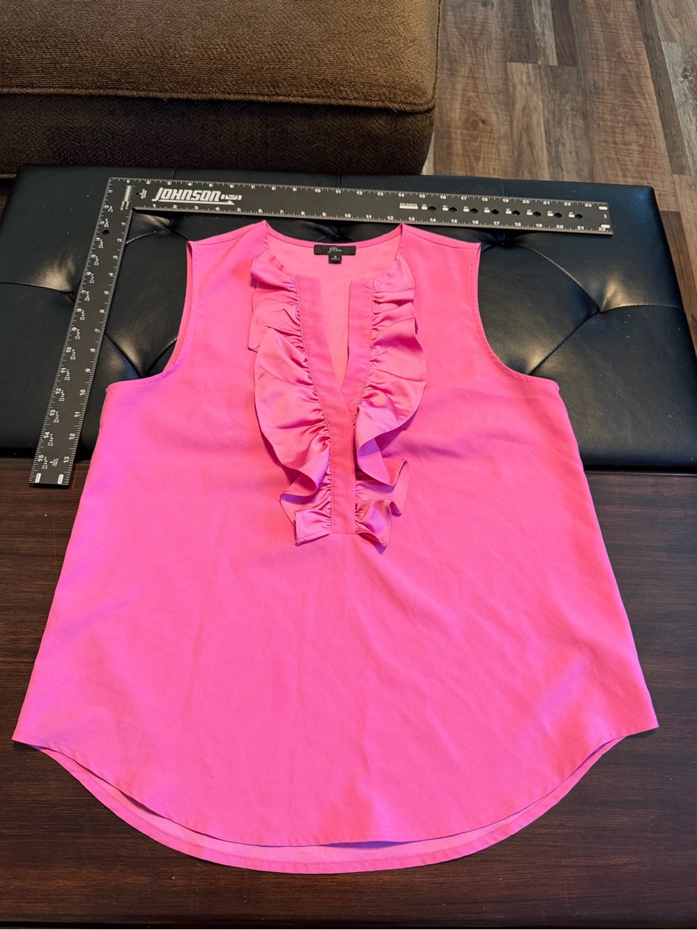 J. Crew Sleeveless Ruffle V-Neck Camisole in Bright Pink